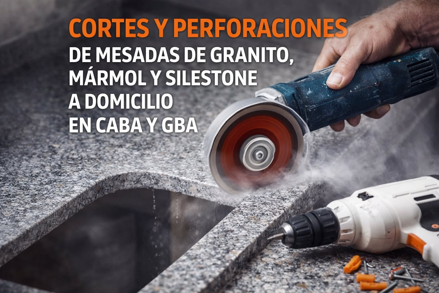 cortes traforos perforaciones agujeros mesadas marmol granito silestone a domicilio